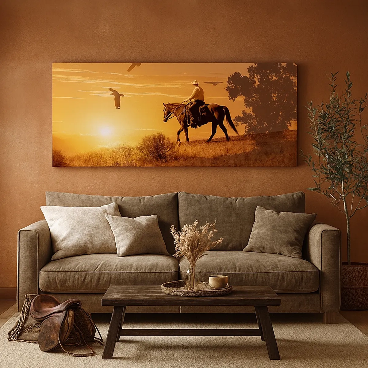 Tablou pe pânză - Singur peste prerie - 30x30 cm