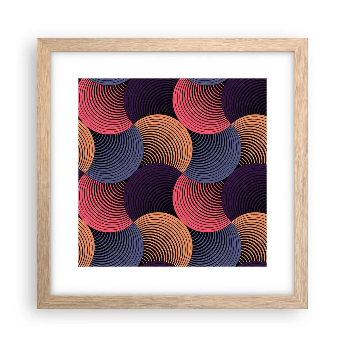 Poster în ramă de stejar deschis - Într-un ritm de cerc - 30x30 cm