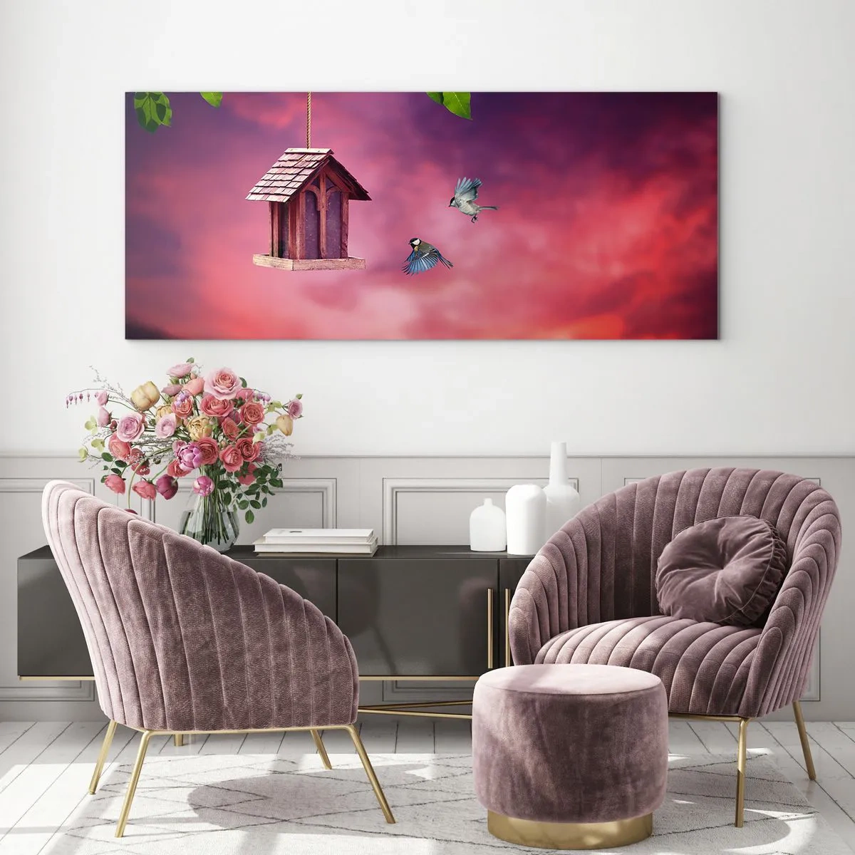 Tablou pe sticlă - Invitație la cină - 140x50 cm