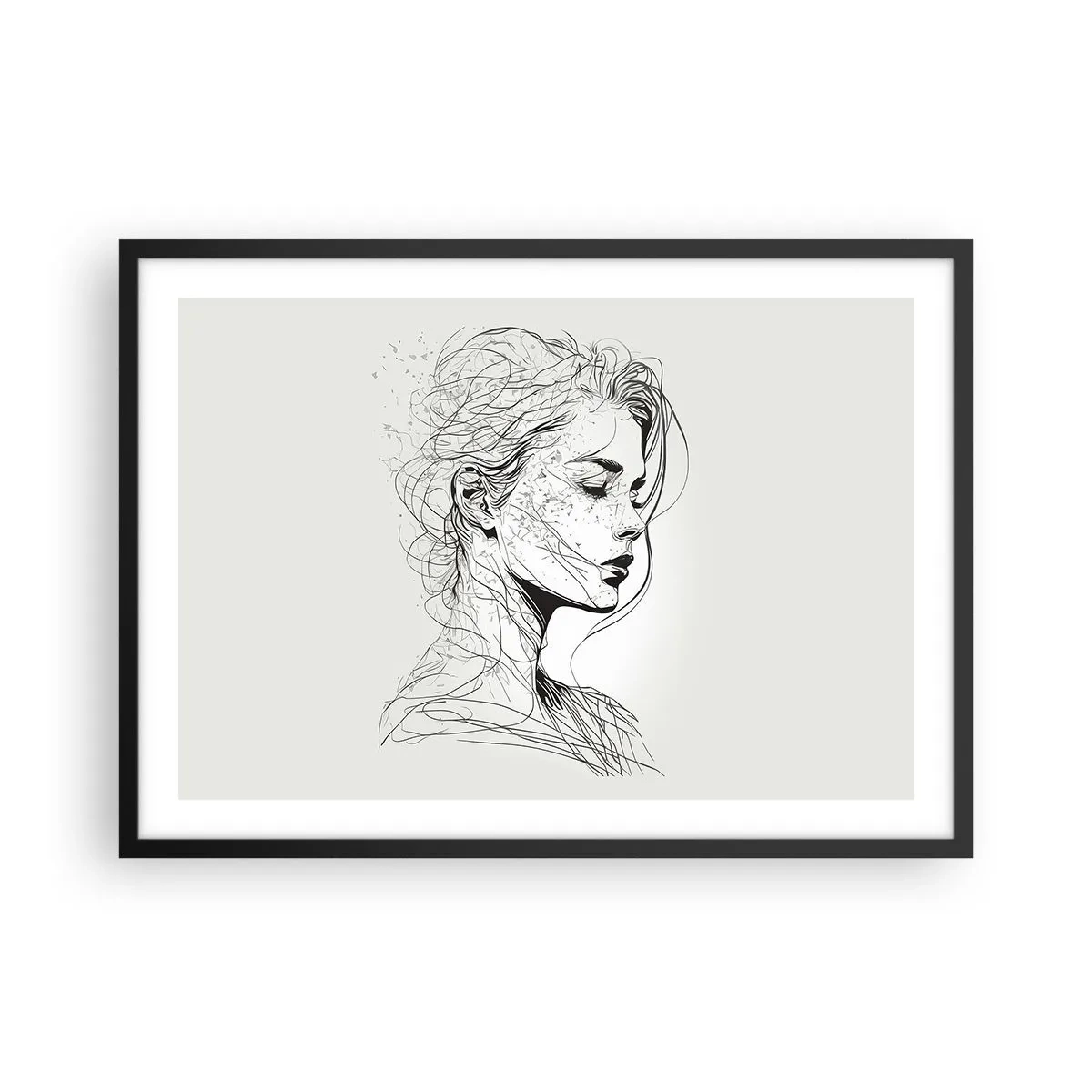 Poster în ramă neagră - Desenată cu linii - 70x50 cm