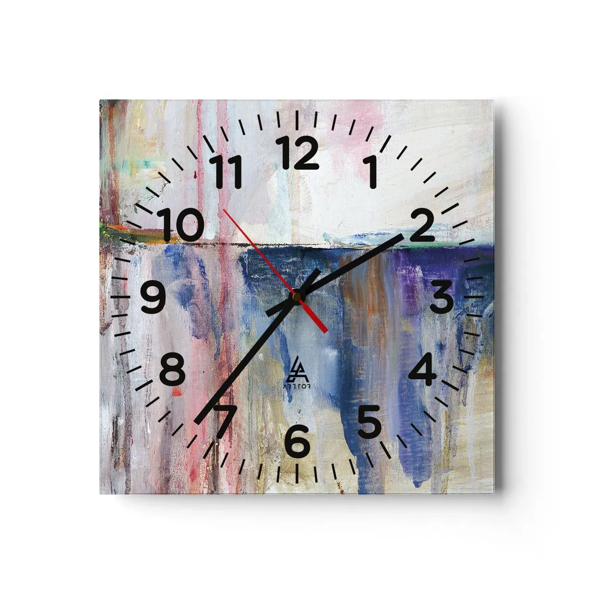 Ceas de perete - Ceas pe sticlă - Impresii și asociații colorate - 30x30 cm