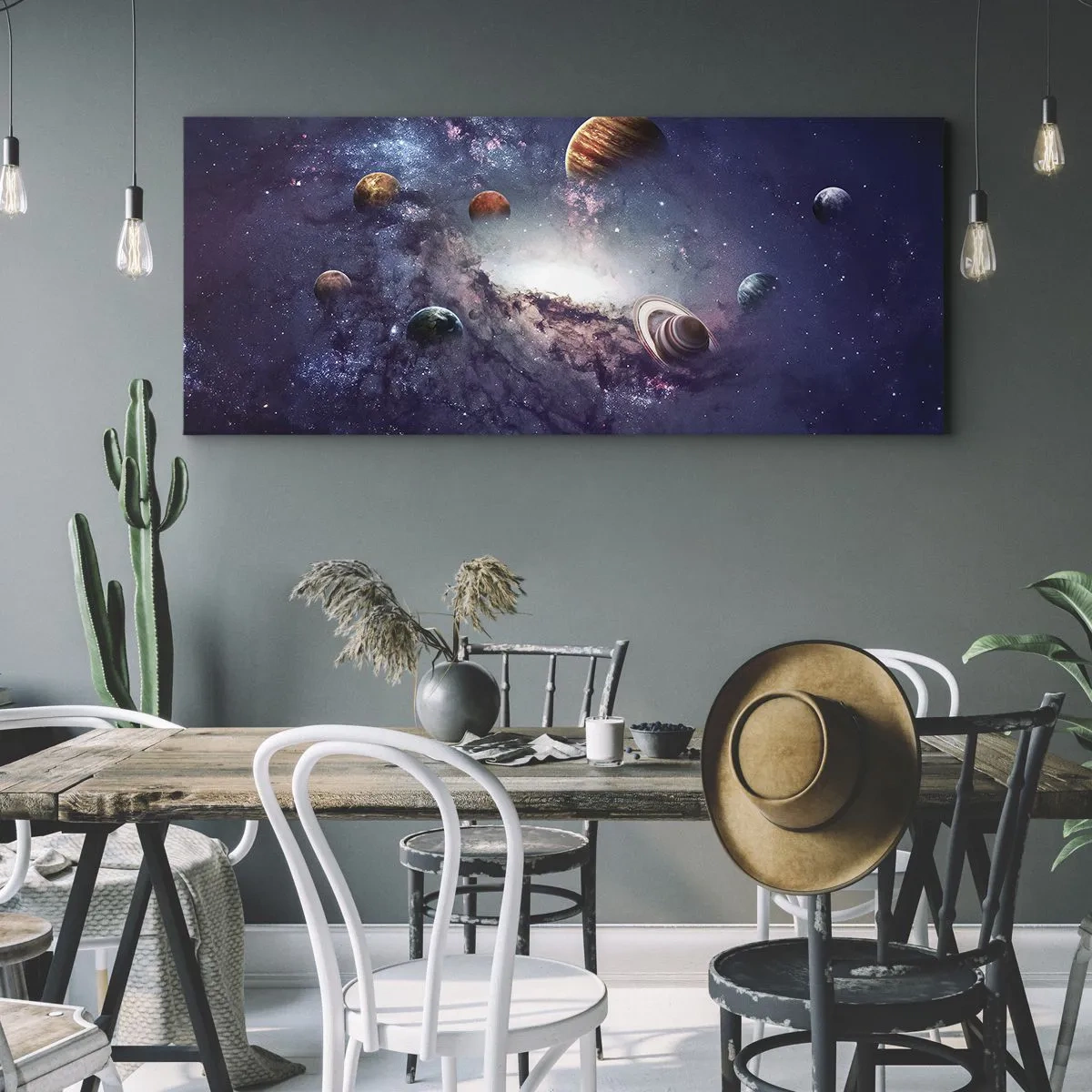Tablou pe pânză - Sistemul de dans solar - 160x50 cm