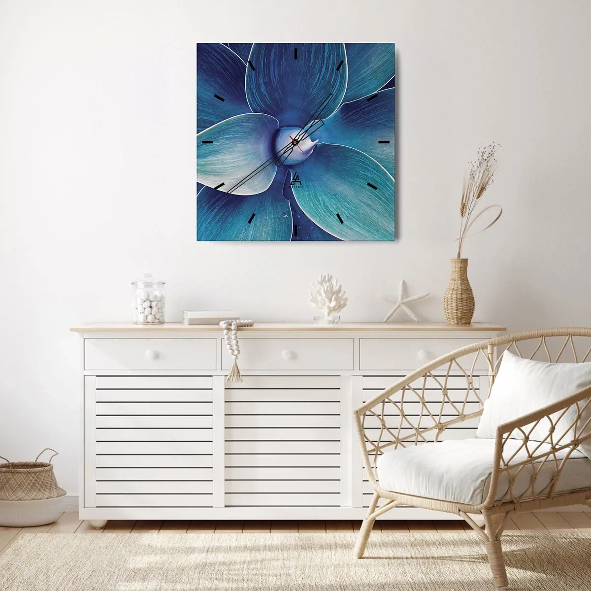 Ceas de perete - Ceas pe sticlă - A furat albastrul de la cer - 30x30 cm