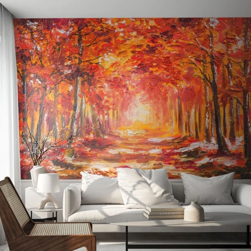 Tapet Premium Sand - Pădurea de cupru - Toamnă, Parc, Peisaj - 100x70 cm