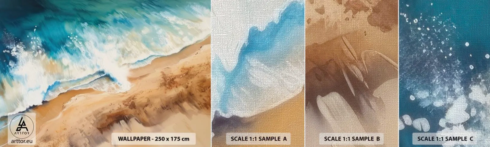 Mostră tapet Premium Canvas - Unda de întoarcere - Coasta, Litoral, Ocean - 100x30 cm
