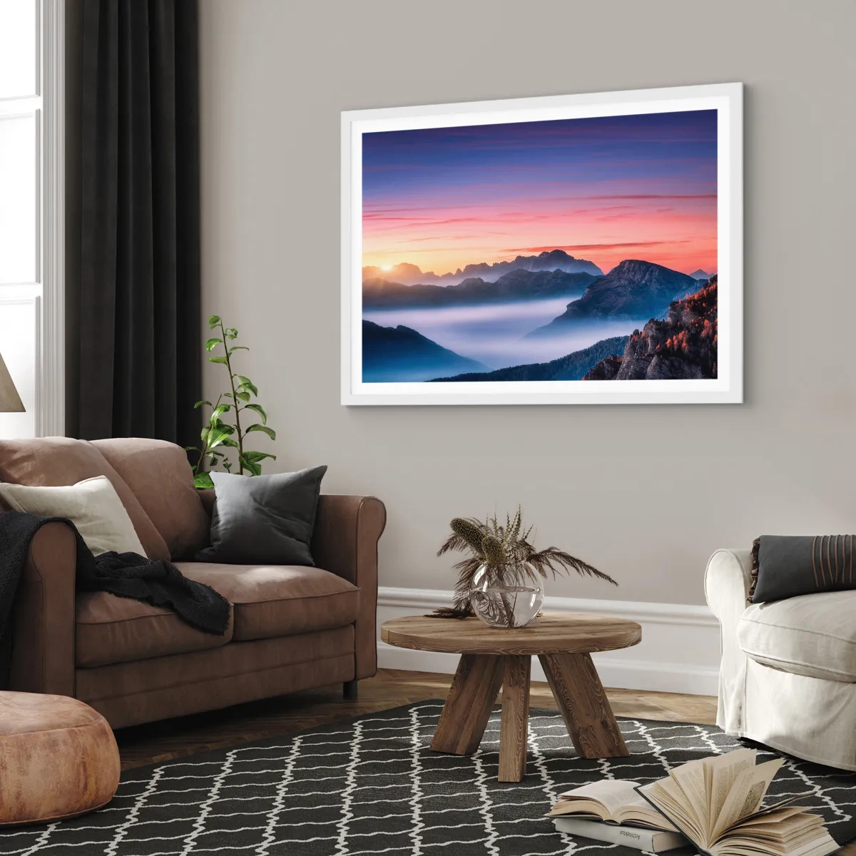 Poster în ramă albă - Peste văi - 70x50 cm