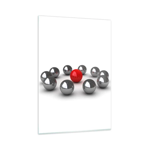 Tablou pe sticlă - Cerc în argintiu și roșu - 80x120 cm