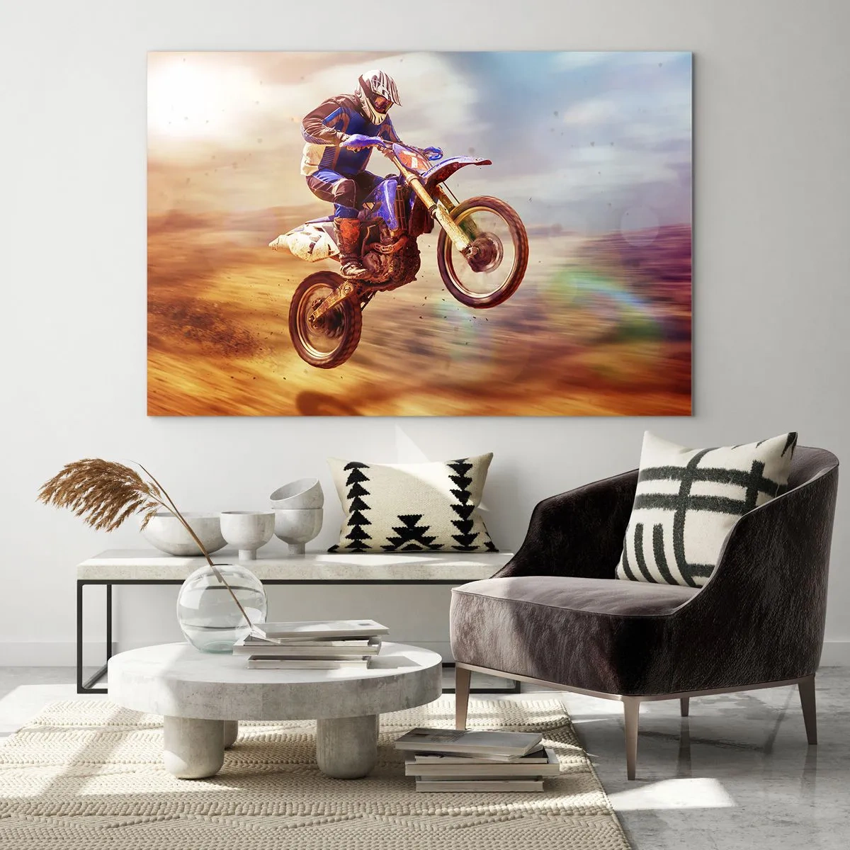 Tablou pe sticlă - Nebunie motociclistă - 100x70 cm