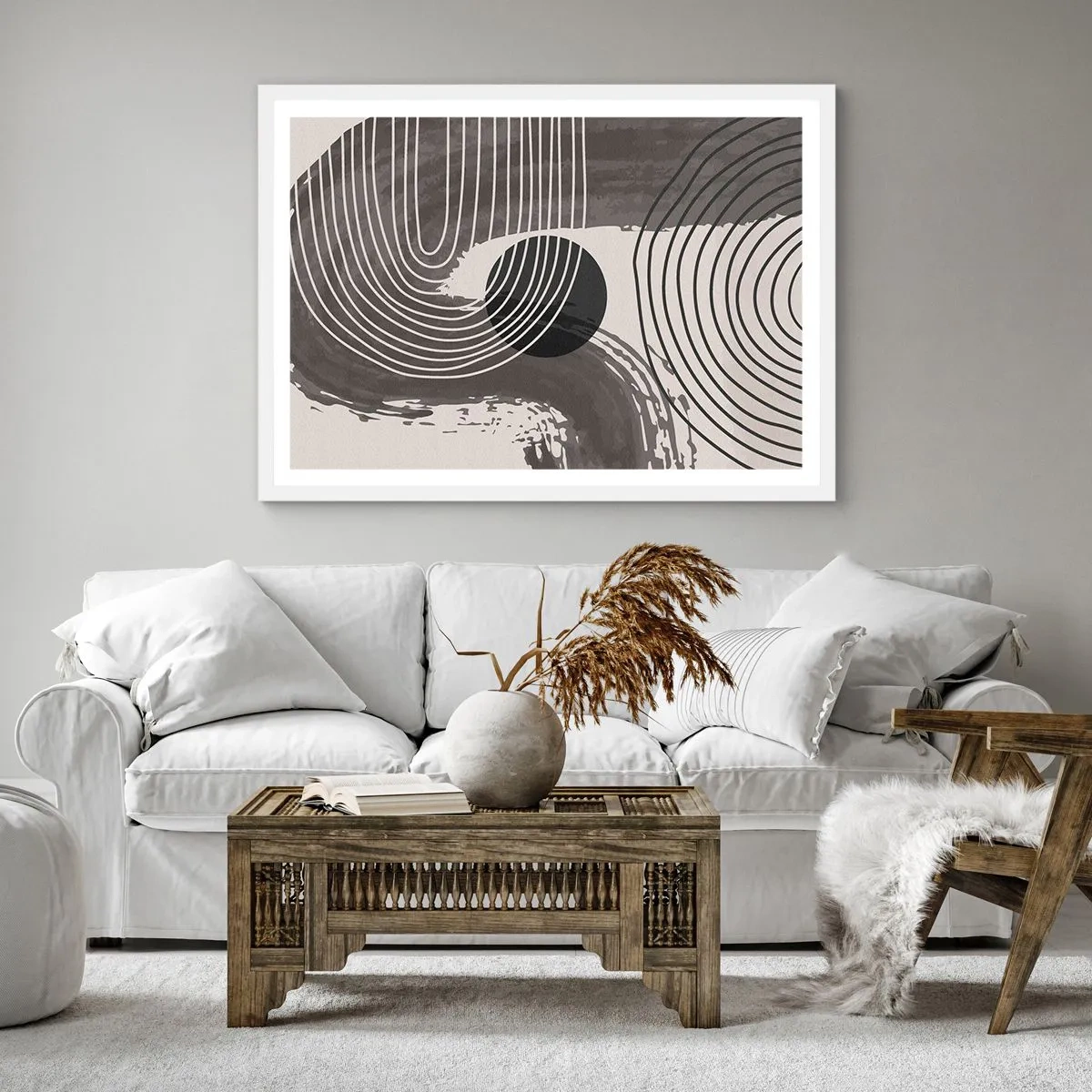 Poster în ramă albă - Ovalul câștigă - 60x60 cm