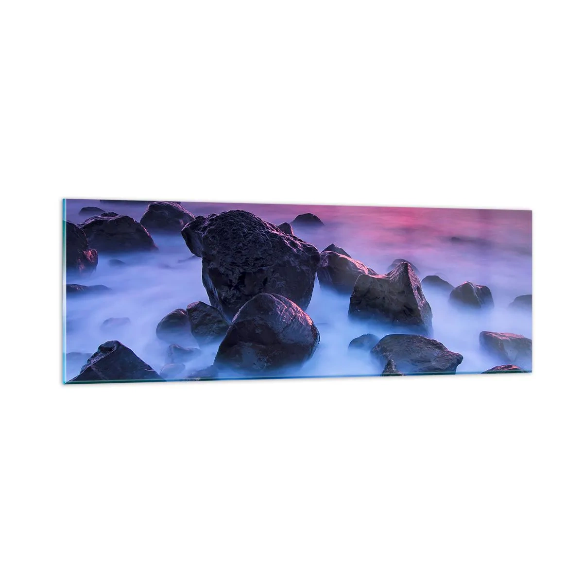 Tablou pe sticlă - Naștere în sclipici și ceață - 90x30 cm