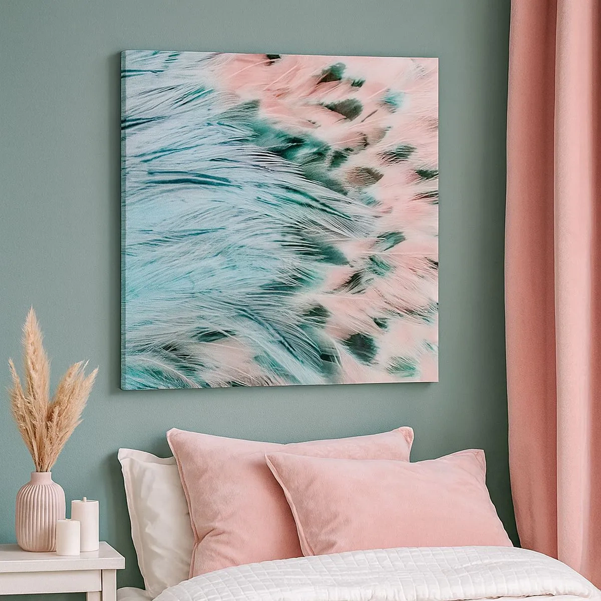 Tablou pe pânză - Puful roz și safir - 30x30 cm