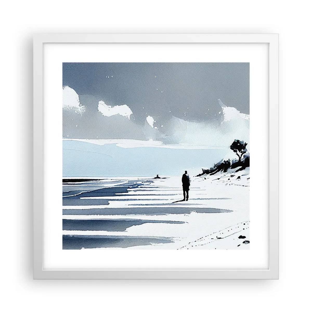 Poster în ramă albă - Singuratic - 40x40 cm