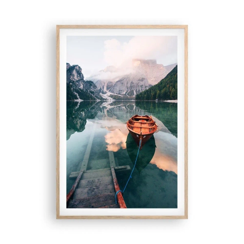 Poster în ramă de stejar deschis - Somnul liniștit al munților - 61x91 cm