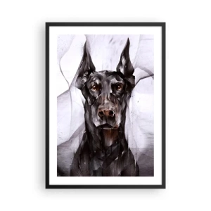 Poster în ramă neagră - Portret artistic al unui câine negru în stil geometric - 50x70cm - Născut cu noblețe - Decorațiune modernă pentru perete pentru living și dormitor ARTTOR