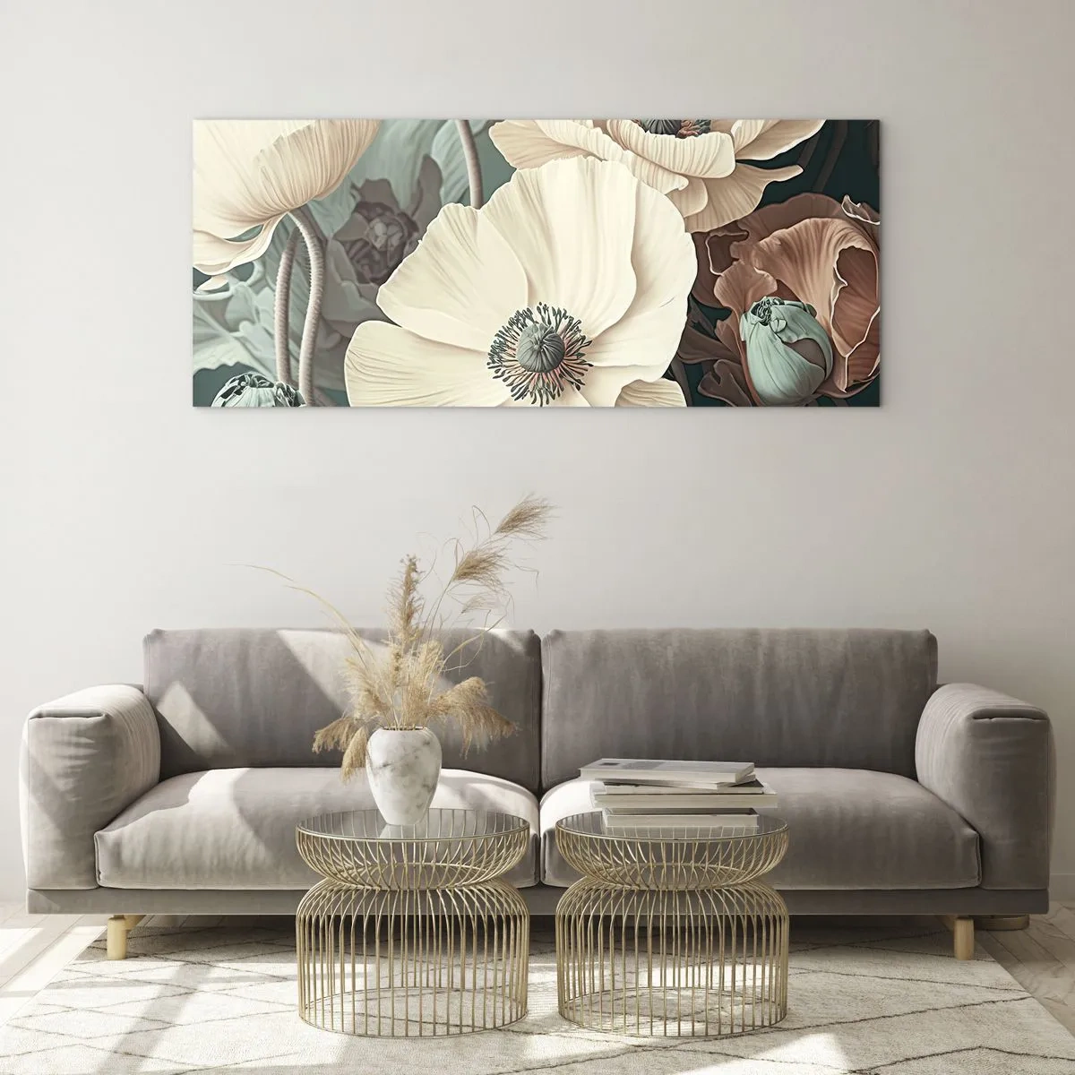 Tablou pe sticlă - Șoapta macilor - 100x40 cm