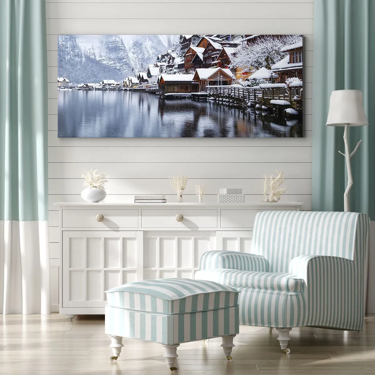 Tablou pe pânză - În decor de iarnă - 160x50 cm