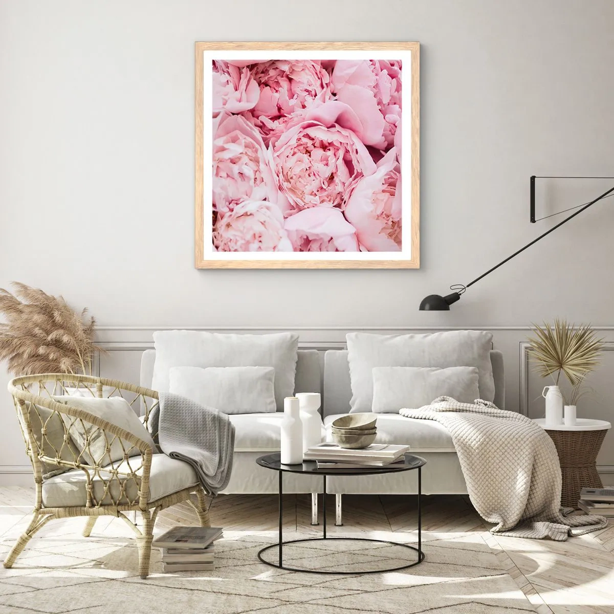 Poster în ramă de stejar deschis - Îmbrățișate și parfumate - 50x50 cm