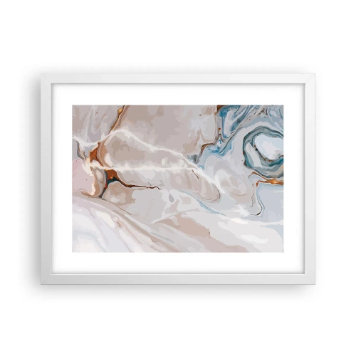 Poster în ramă albă - Meandre albastre sub alb - 40x30 cm