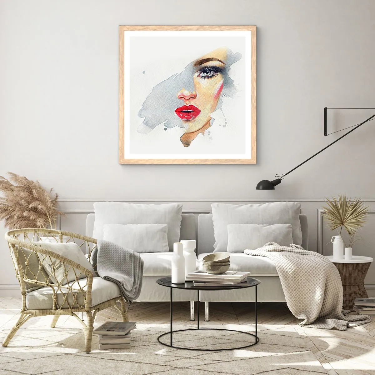 Poster în ramă de stejar deschis - Reflecție într-o picătură de apă - 50x50 cm