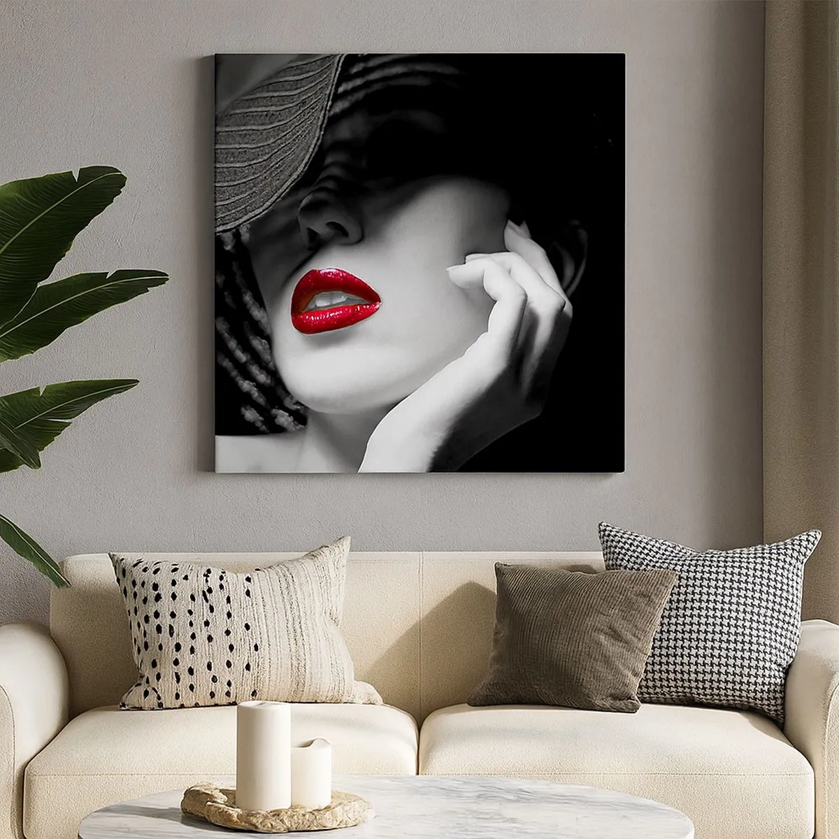 Tablou pe pânză - Studiu în stacojiu - 30x30 cm