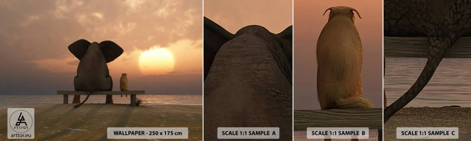 Mostră de Tapet Standard Eco - Este bine să tăcem împreună - Abstracția, Animale, Prietenie - 100x30 cm
