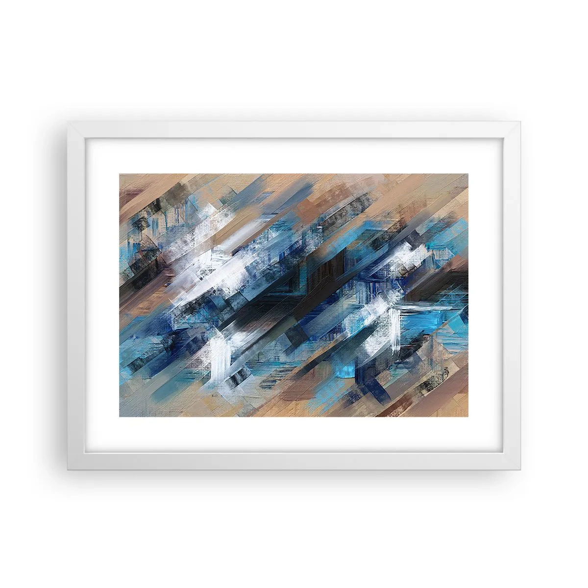 Poster în ramă albă - Pe o pantă albastră - 40x30 cm