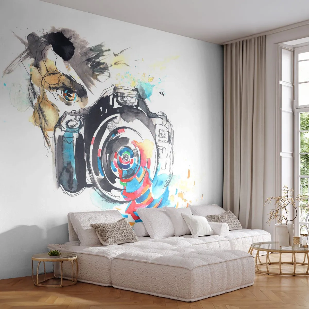Tapet Autoadeziv Deluxe Sticker - În ochiul obiectivului - Abstracția, aparat foto, Fotograf - 250x175 cm