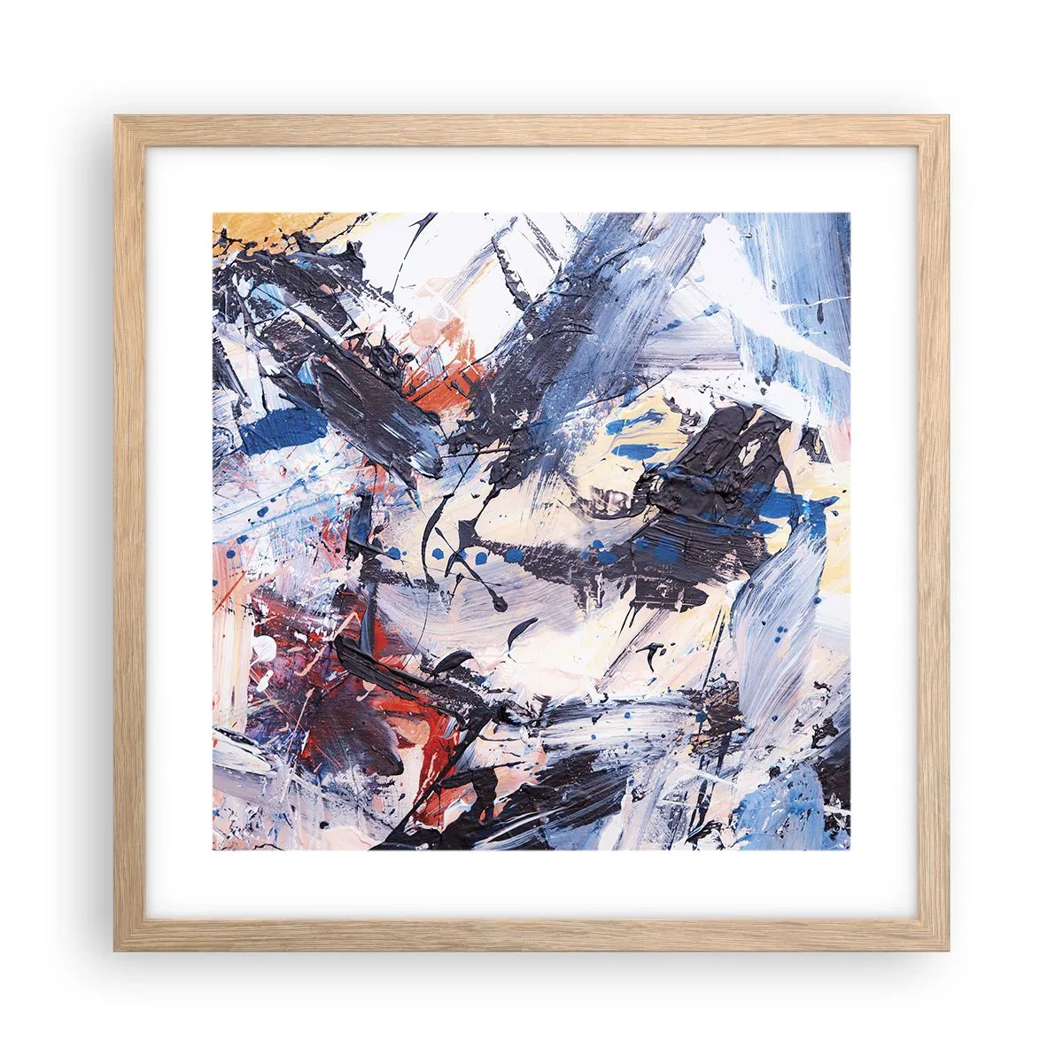 Poster în ramă de stejar deschis - Dansul nebun al abstracției - 40x40 cm
