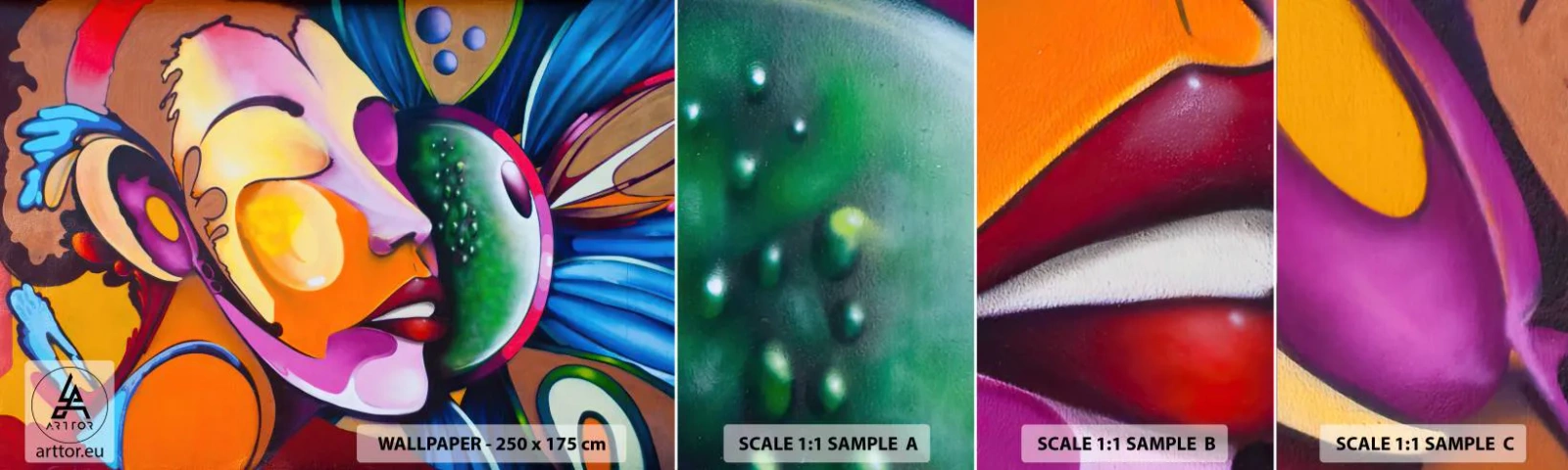 Mostră tapet autocolant Deluxe Sticker - Atingere de culoare - Abstracția, Femeie, Cubism - 100x30 cm