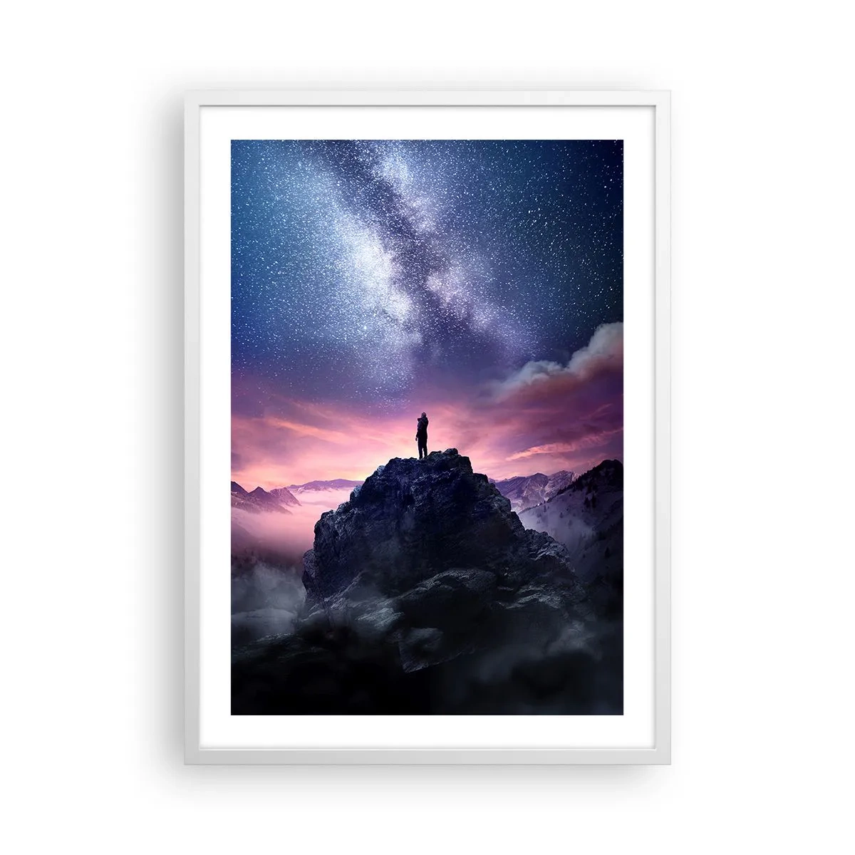 Poster în ramă albă - Și a simțit viața - 50x70 cm
