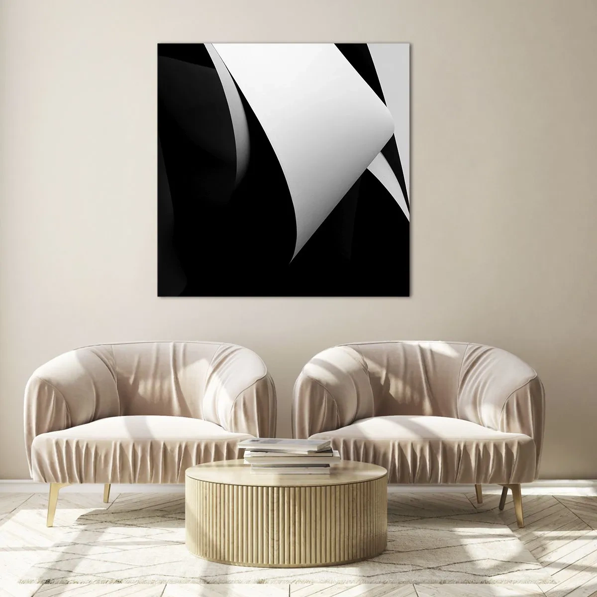 Tablou pe sticlă - Planuri de lumină din adâncurile umbrelor - 70x70 cm