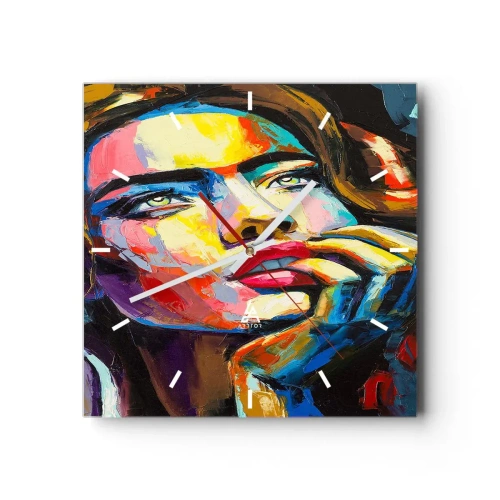 Ceas de perete - Ceas pe sticlă - Visele ca niște păsări se înalță pe cer - 30x30 cm