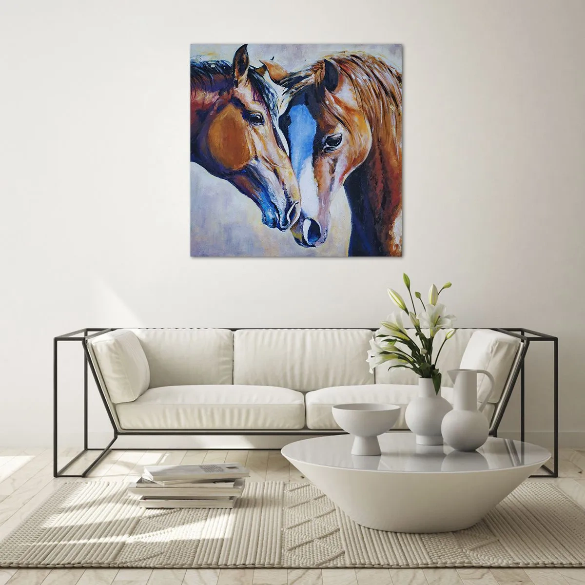 Tablou pe sticlă - Două suflete apropiate - 70x70 cm