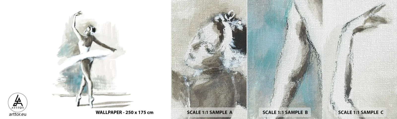 Mostră tapet Premium Canvas - Fermecată într-o lebădă - Balerină, Dans, Balet - 100x30 cm