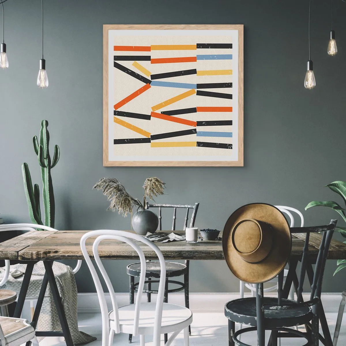 Poster în ramă de stejar deschis - Compoziție la nivel - 60x60 cm