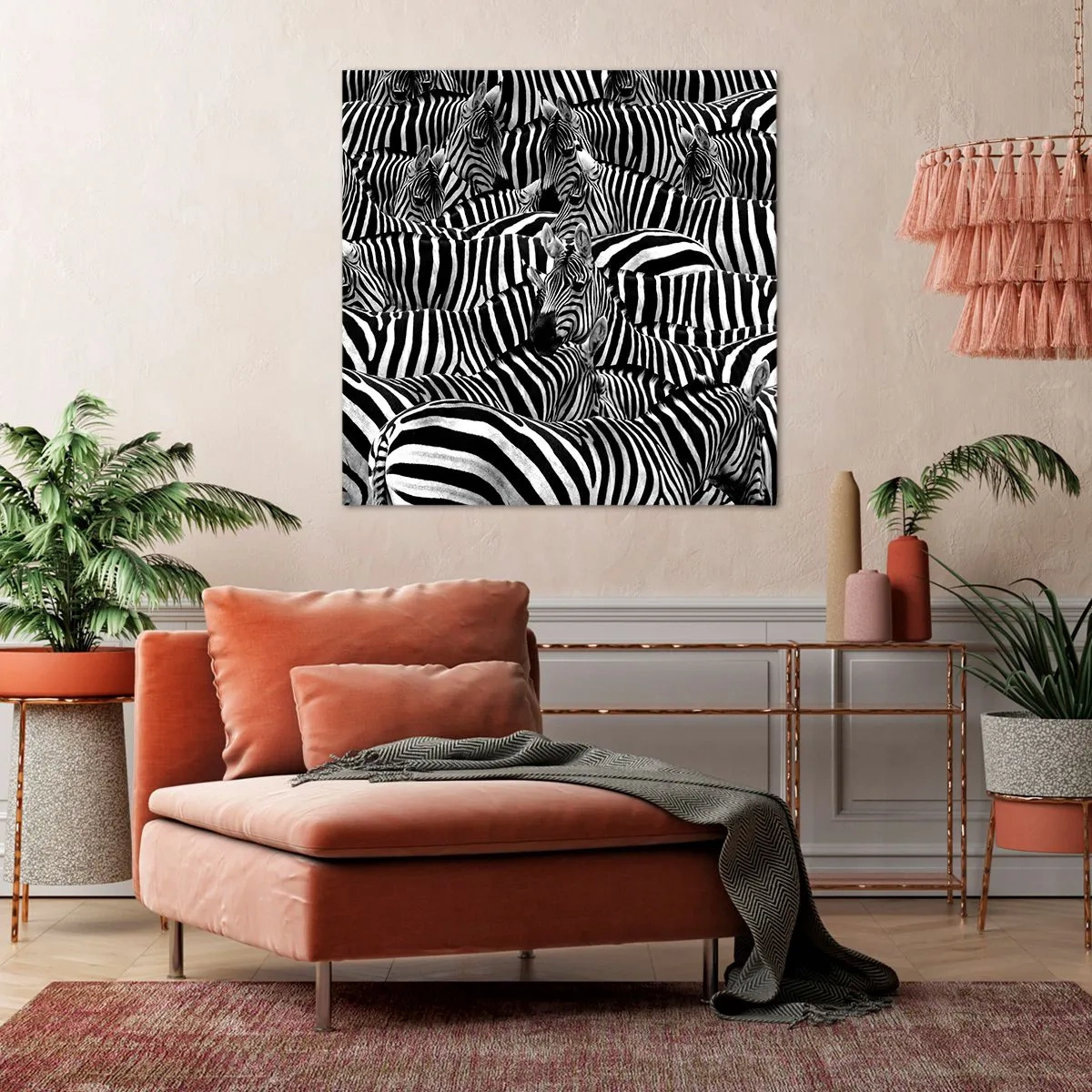 Tablou pe pânză - Portret de grup cu dungi - 70x70 cm