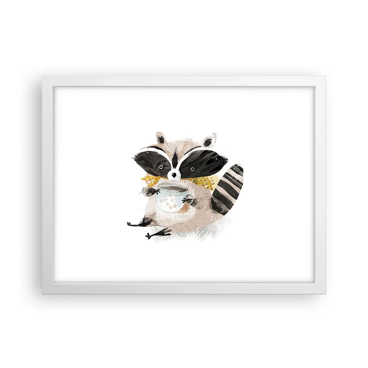 Poster în ramă albă - Prietenul meu ratonul - 40x30 cm