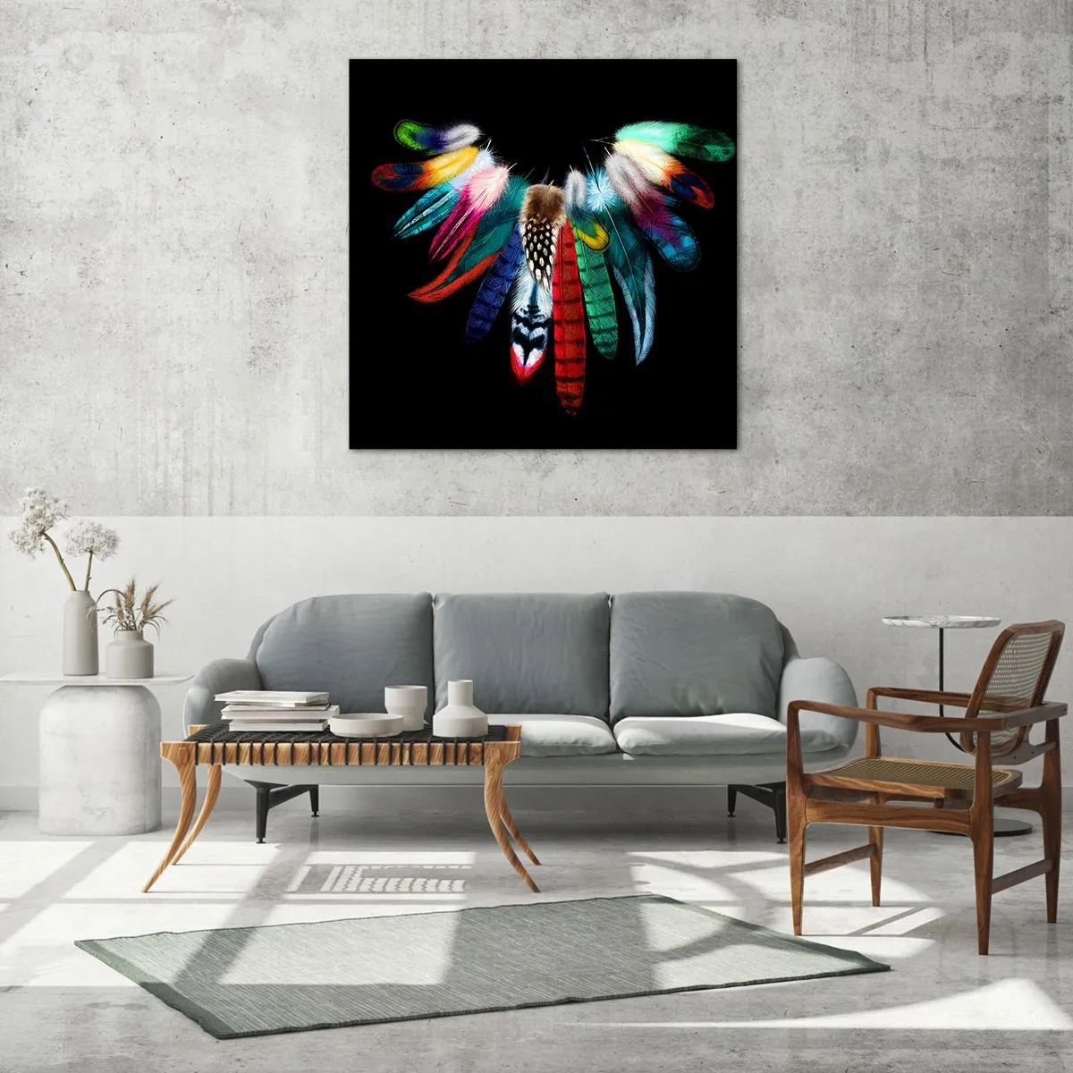 Tablou pe sticlă - Colier indian - 60x60 cm