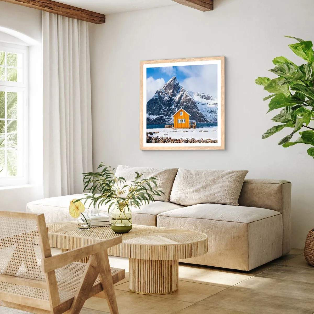 Poster în ramă de stejar deschis - Vacanță scandinavă - 60x60 cm