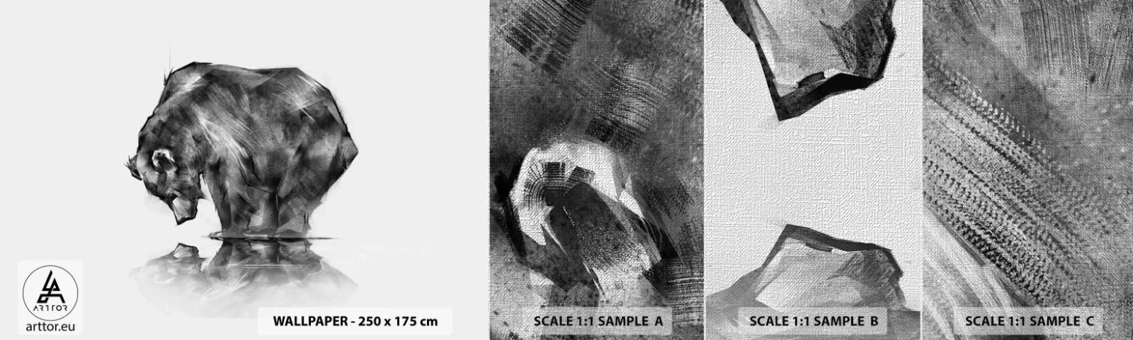 Mostră tapet Premium Canvas - Mă bucur să văd pe cineva apropiat - Abstracția, Urs polar, Natură - 100x30 cm