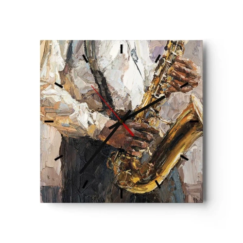 Ceas de perete - Ceas pe sticlă - E timpul pentru a cânta solo - 30x30 cm
