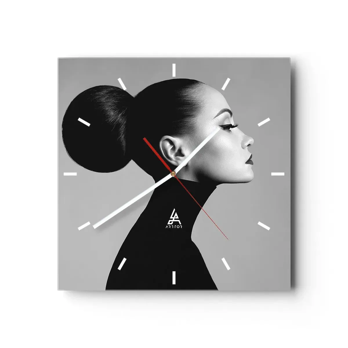 Ceas de perete - Ceas pe sticlă - Nefertiti contemporană - 40x40 cm