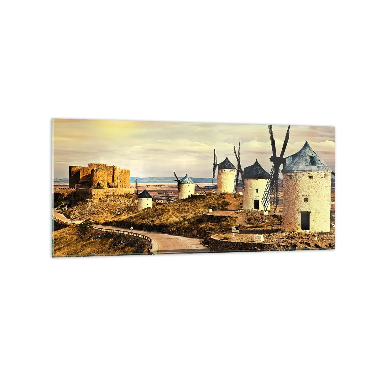 Tablou pe sticlă - Don Quijote apare imediat - 120x50 cm
