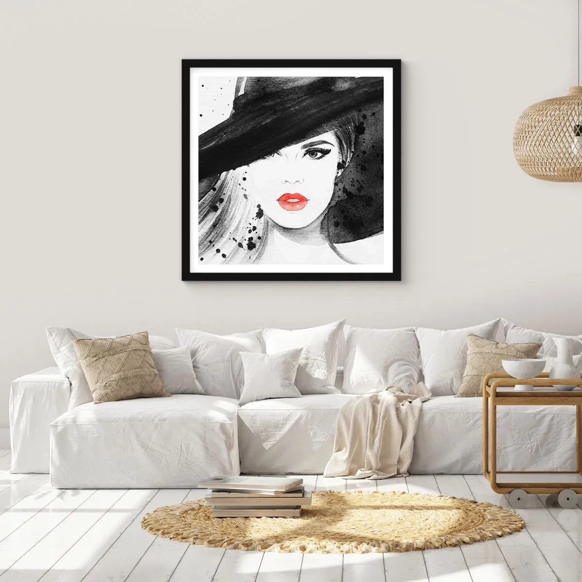 Poster în ramă neagră - Doamna în negru - 50x50 cm
