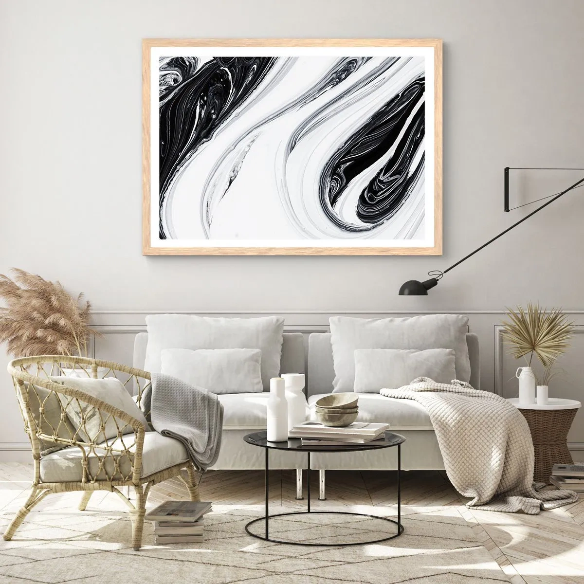 Poster în ramă de stejar deschis - Combinație de contrarii - 50x40 cm