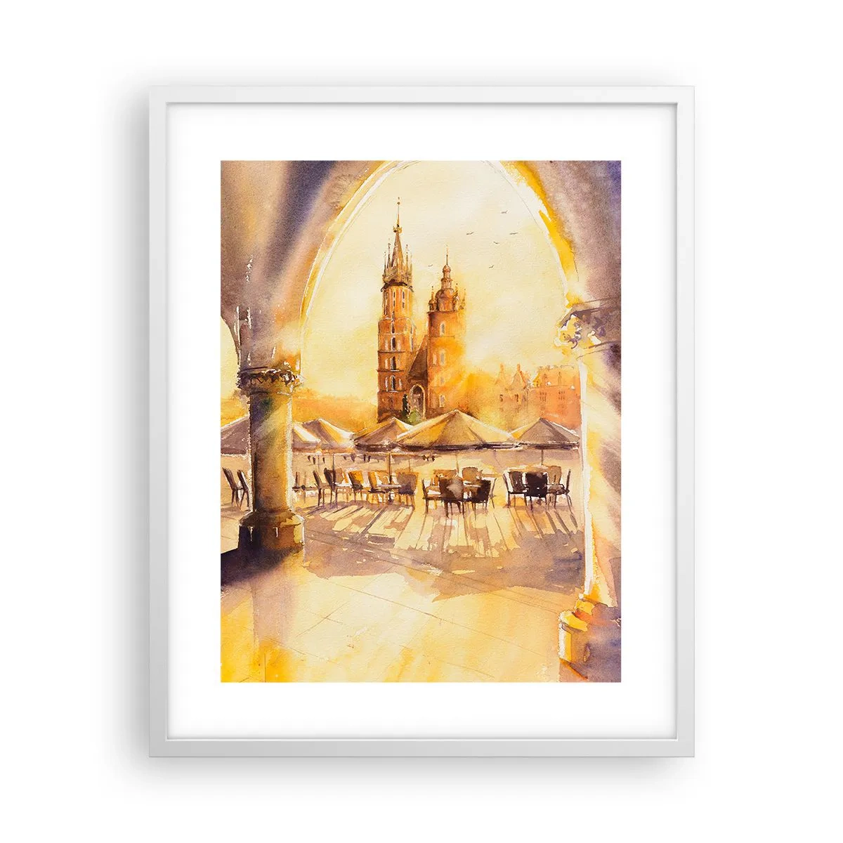 Poster în ramă albă - Răsărit în Cracovia - 40x50 cm