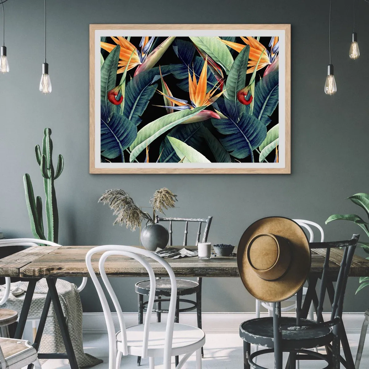 Poster în ramă de stejar deschis - Florile de flacără ale tropicelor - 70x50 cm