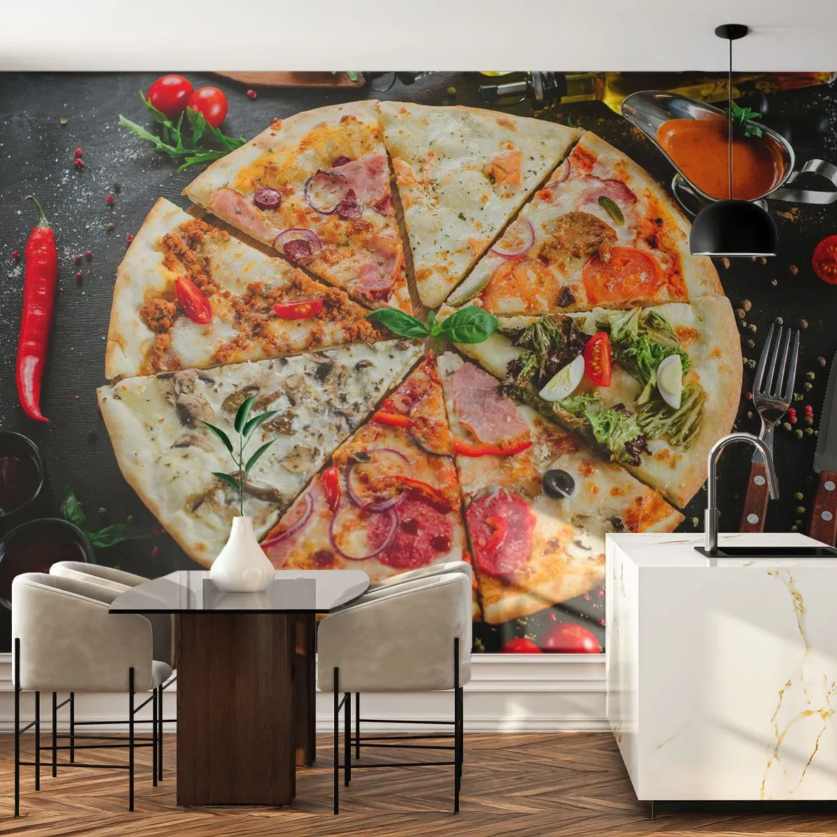 Tapet Autoadeziv Deluxe Sticker - Un evantai de arome - Gastronomie, Pizza, Italia - 250x175 cm