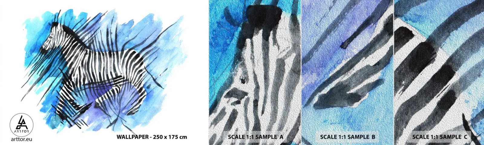 Mostră tapet Premium Sand - Ascunsă în dungi - Animale, Coaste, Africa - 100x30 cm