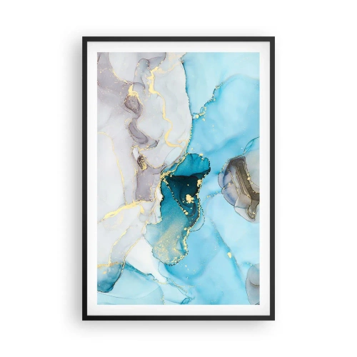 Poster în ramă neagră - Un studiu al întâlnirii dintre gri și turcoaz - 61x91 cm